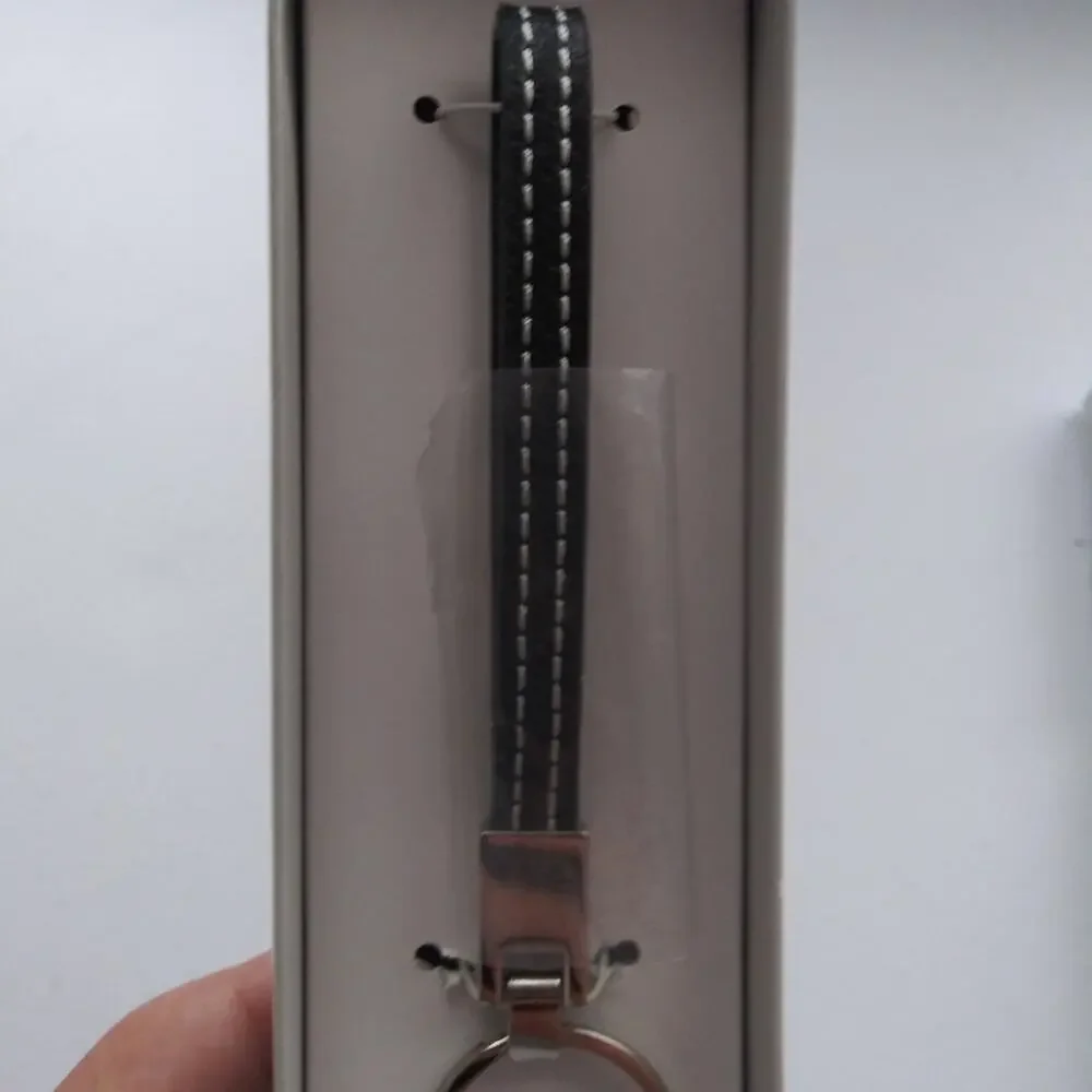 Liz Claiborne Silver Bear Keychain Leather Strap